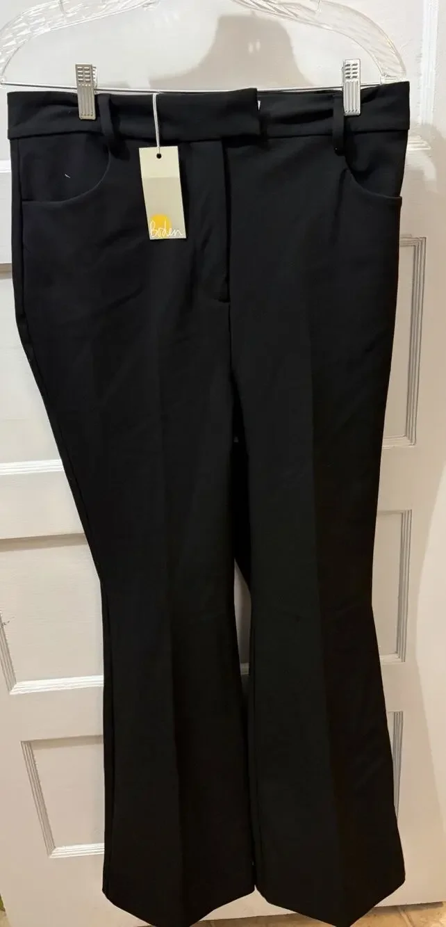 Boden Womans Bi-Stretch Black Trousers Pants UK 14R US 10 Flare Leg NWT $199